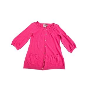 Juicy Couture Vintage Linen Blend‎ Large Pink Gold Button Jacket Pockets #EE5-5